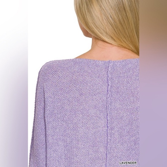 Zenana Pink Grey Knit Women's Sweater - Picture 4 of 5